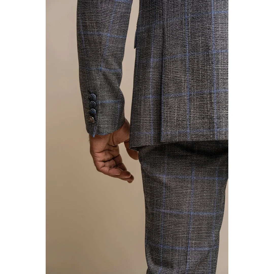 Power - Herr Grårutig Slim Fit Kavaj