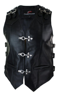 Herr Äkta Läder Biker Motorcykelväst Spänne Belted Hook