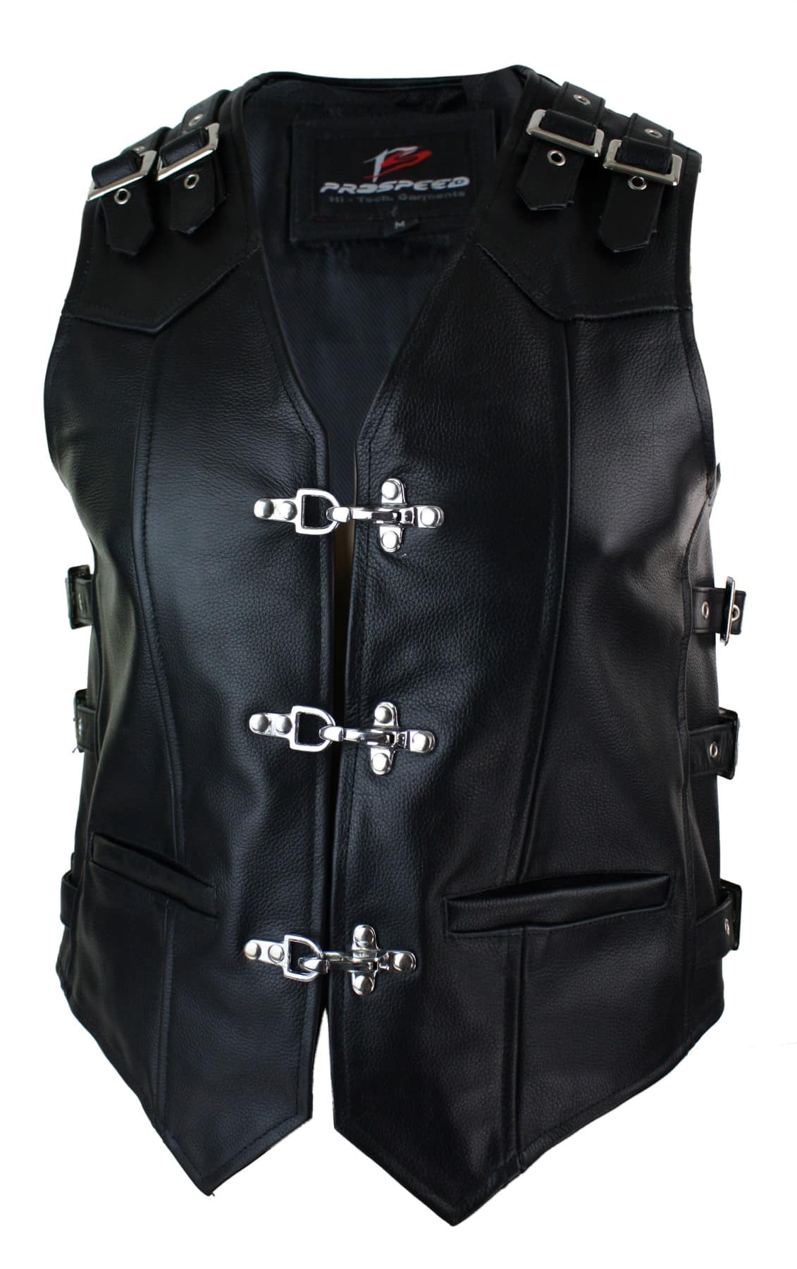 Herr Äkta Läder Biker Motorcykelväst Spänne Belted Hook