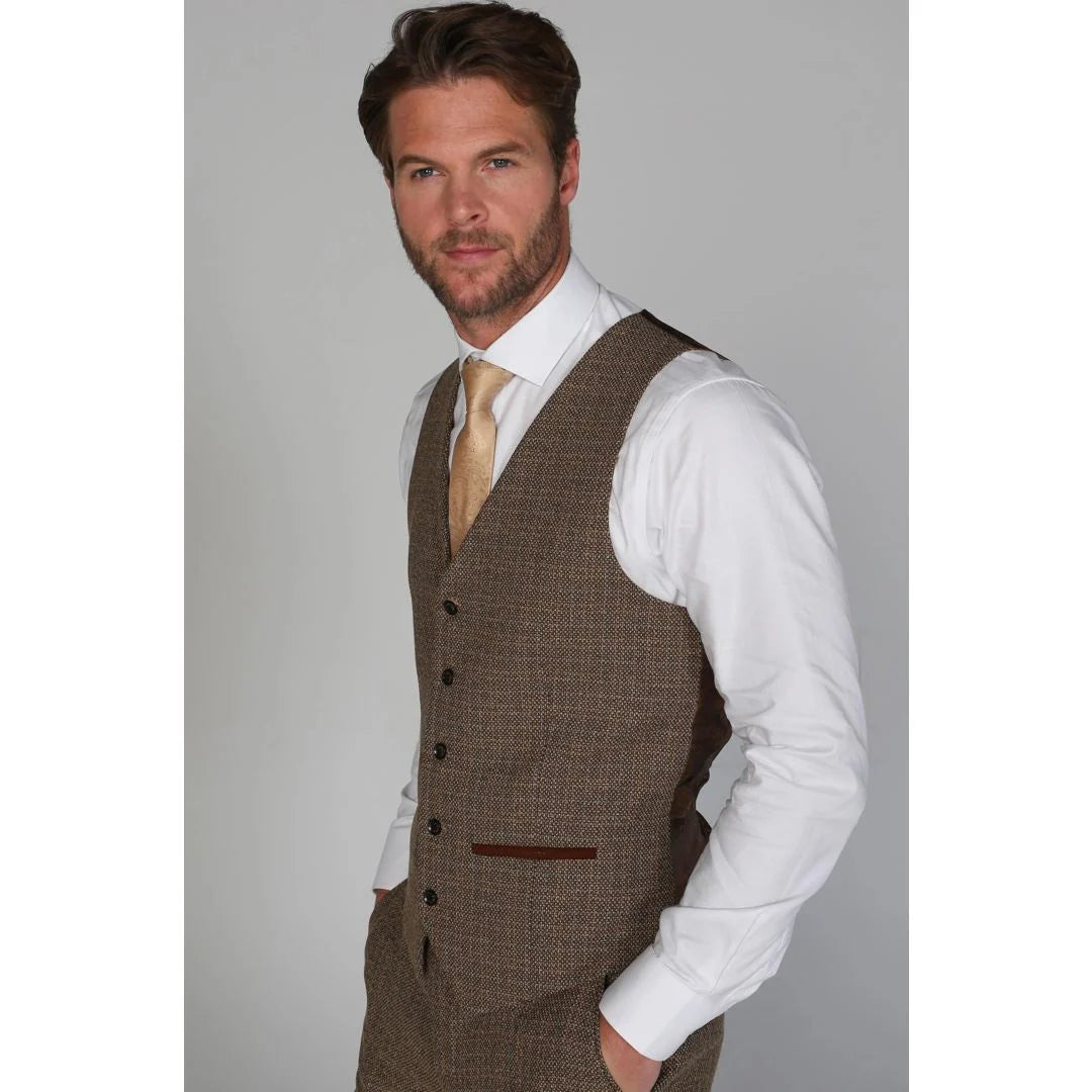 Ralph - Herrväst i tweed, brun