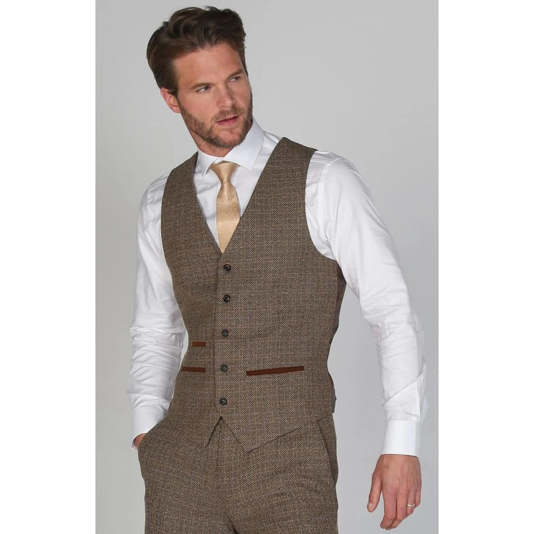 Ralph - Herrväst i tweed, brun