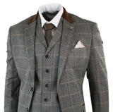Herrrutig Tweed 3-delad Blå Marinblå Kostym Vintage Retro Skräddarsydd Passform Prince Of Wales
