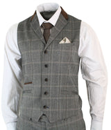 Herrrutig Tweed 3-delad Blå Marinblå Kostym Vintage Retro Skräddarsydd Passform Prince Of Wales
