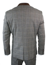 Herrrutig Tweed 3-delad Blå Marinblå Kostym Vintage Retro Skräddarsydd Passform Prince Of Wales