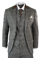 Herrrutig Tweed 3-delad Blå Marinblå Kostym Vintage Retro Skräddarsydd Passform Prince Of Wales