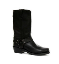 Unisex äkta läder Hi Biker stövlar Rock Punk Grinders Buckle Cowboy Riding