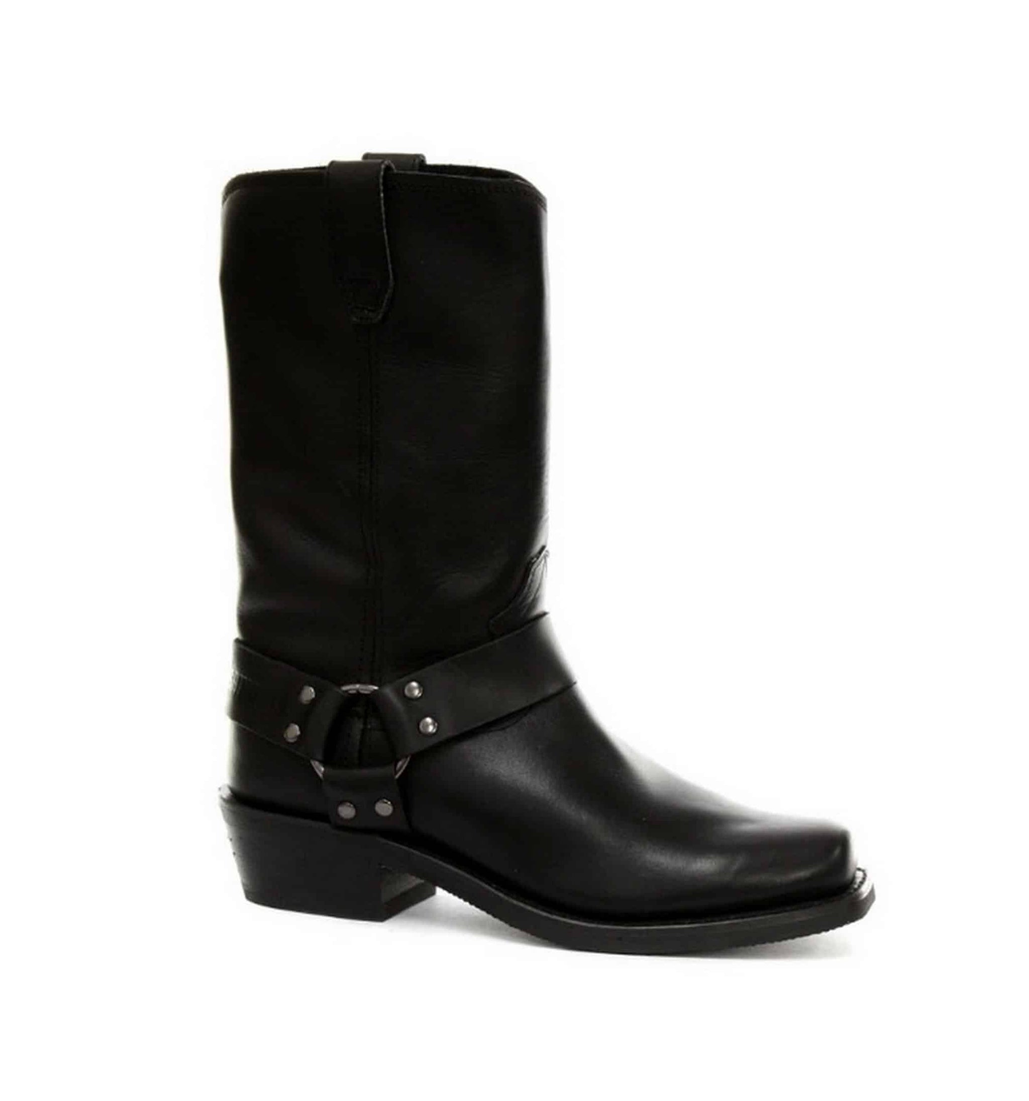 Unisex äkta läder Hi Biker stövlar Rock Punk Grinders Buckle Cowboy Riding