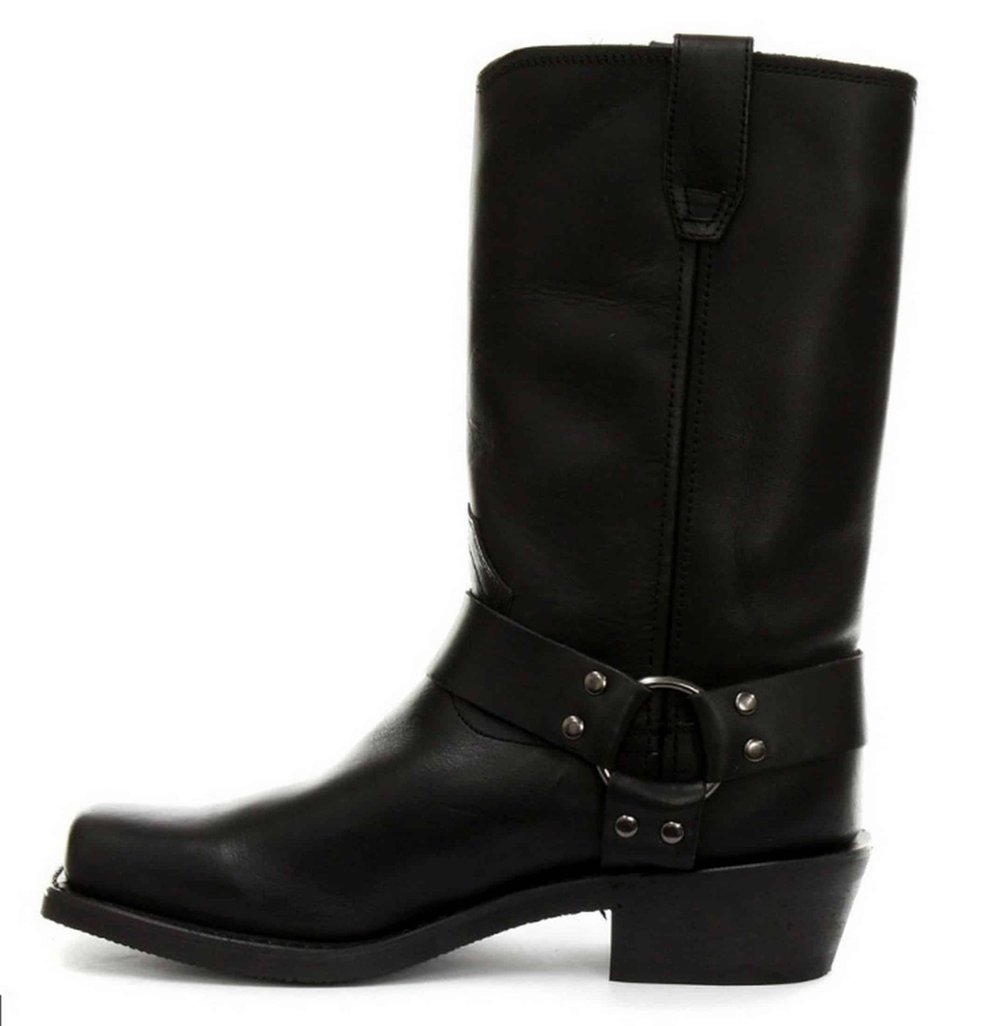 Unisex äkta läder Hi Biker stövlar Rock Punk Grinders Buckle Cowboy Riding