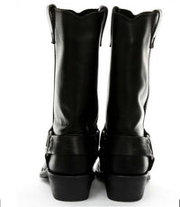 Unisex äkta läder Hi Biker stövlar Rock Punk Grinders Buckle Cowboy Riding