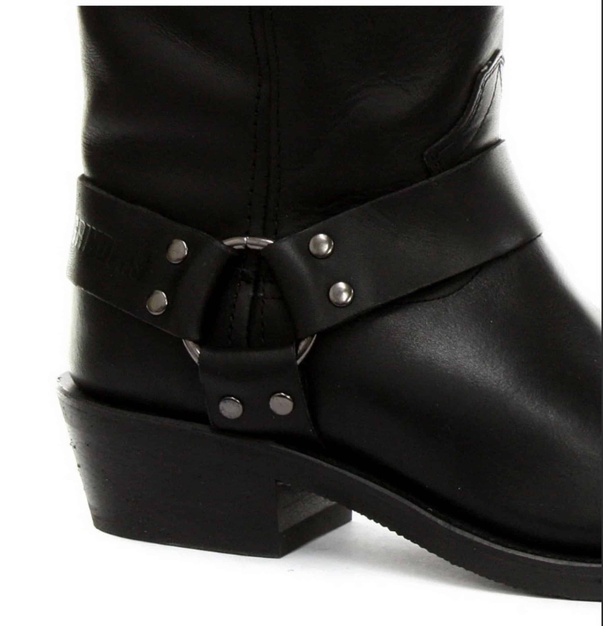 Unisex äkta läder Hi Biker stövlar Rock Punk Grinders Buckle Cowboy Riding