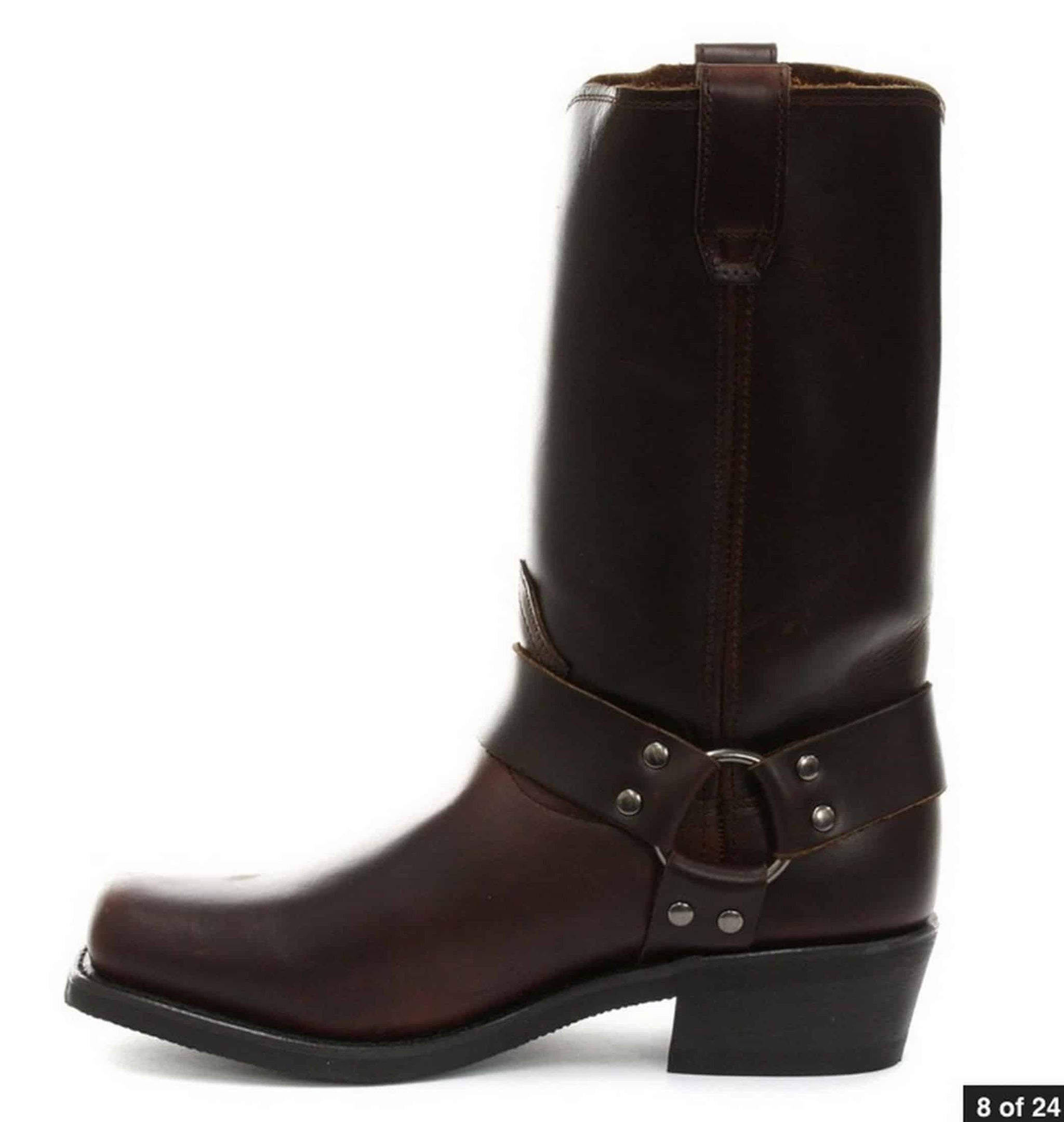 Unisex äkta läder Hi Biker stövlar Rock Punk Grinders Buckle Cowboy Riding