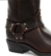 Unisex äkta läder Hi Biker stövlar Rock Punk Grinders Buckle Cowboy Riding