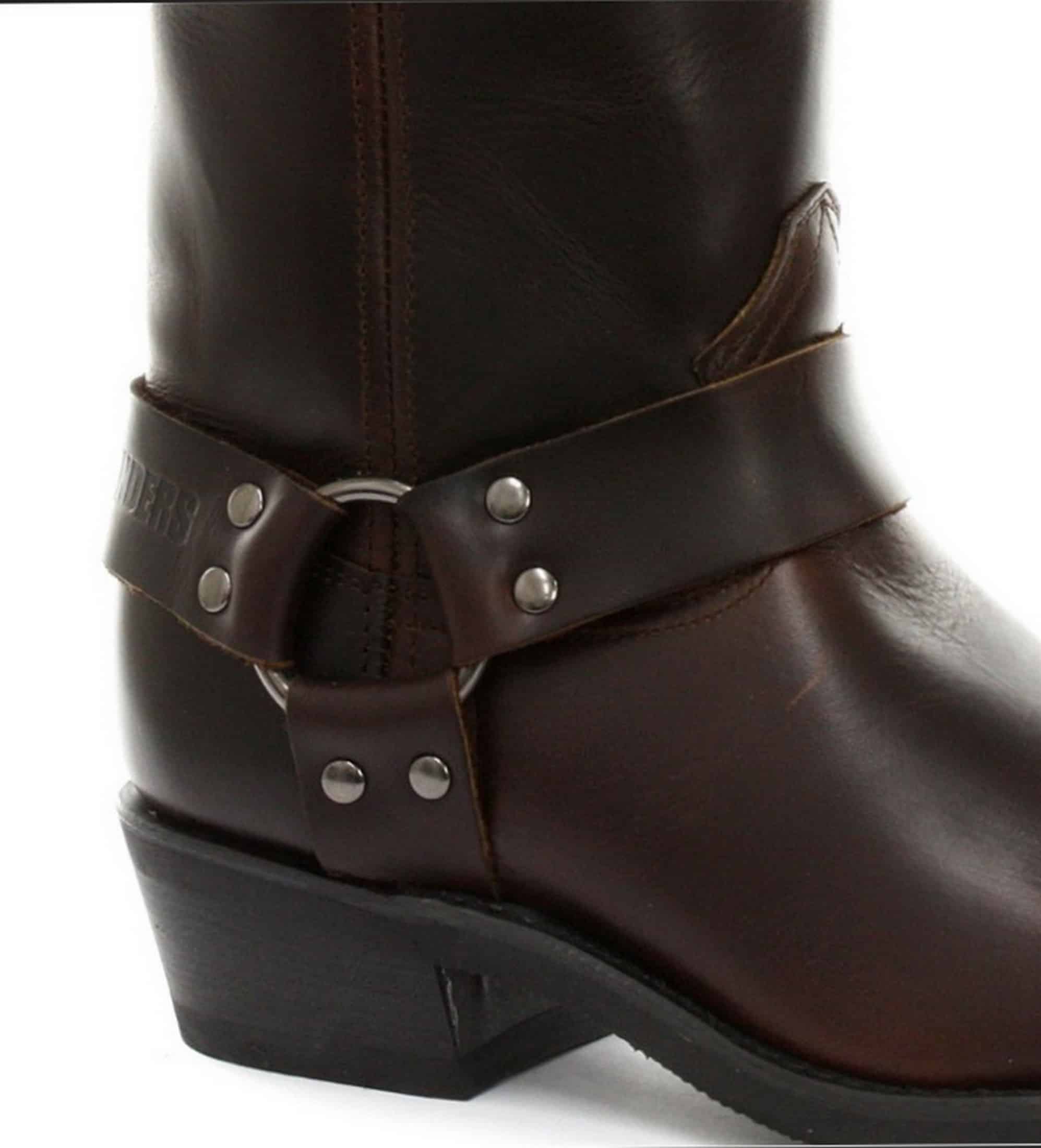Unisex äkta läder Hi Biker stövlar Rock Punk Grinders Buckle Cowboy Riding