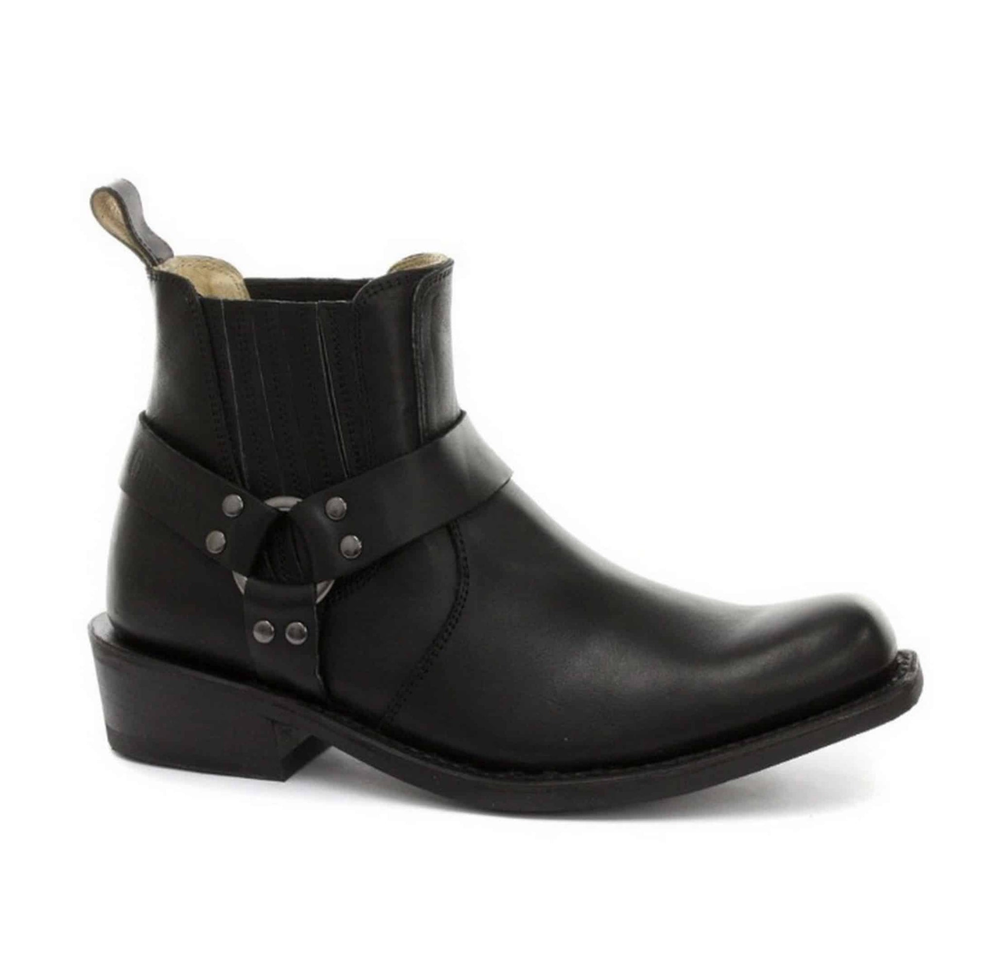 Unisex äkta läder biker ankelstövlar rock punk grinders spänne cowboy ridning