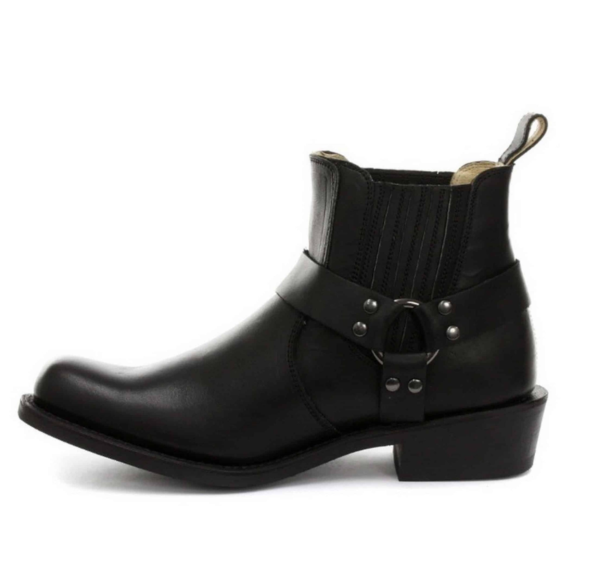 Unisex äkta läder biker ankelstövlar rock punk grinders spänne cowboy ridning