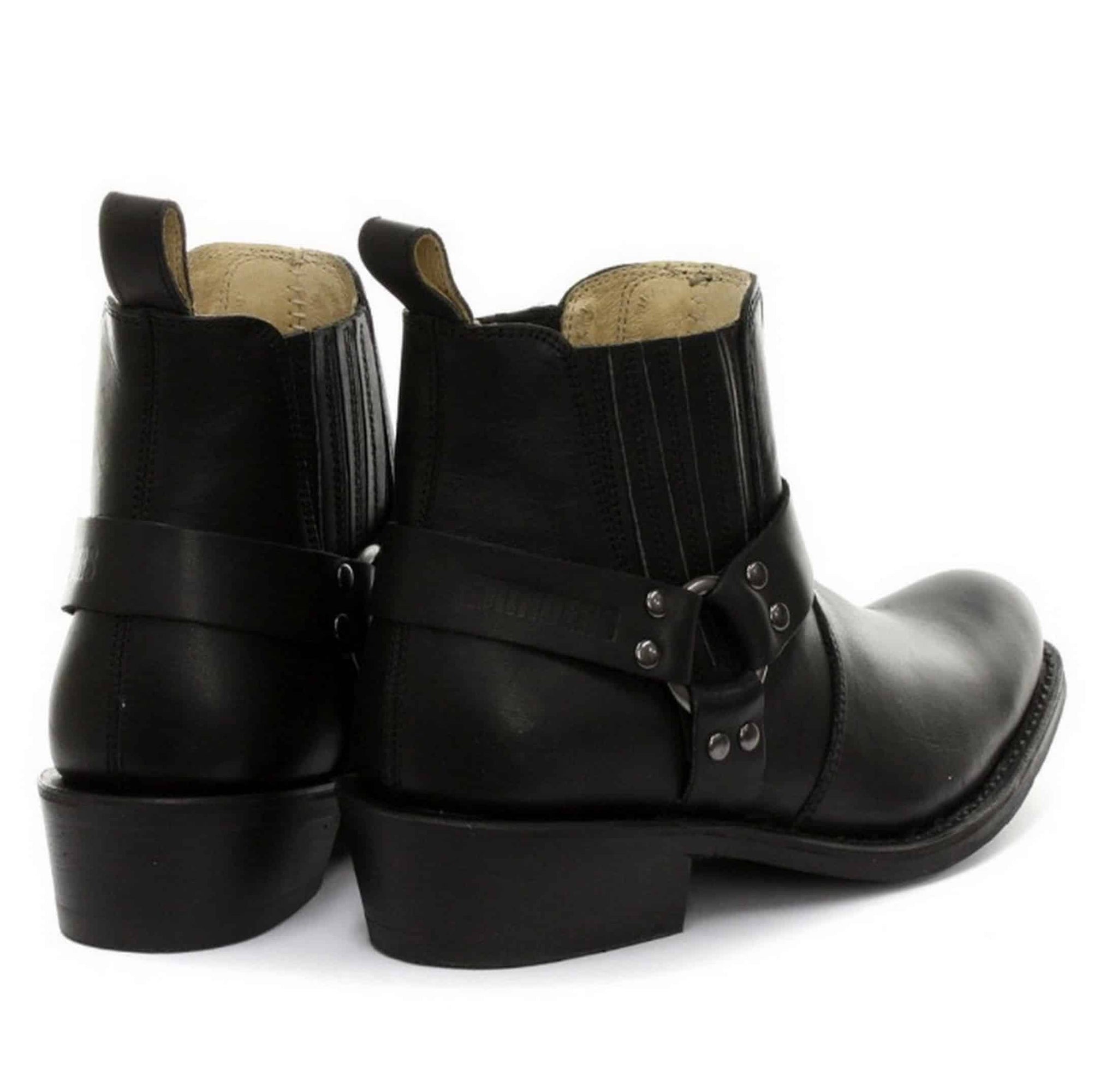 Unisex äkta läder biker ankelstövlar rock punk grinders spänne cowboy ridning