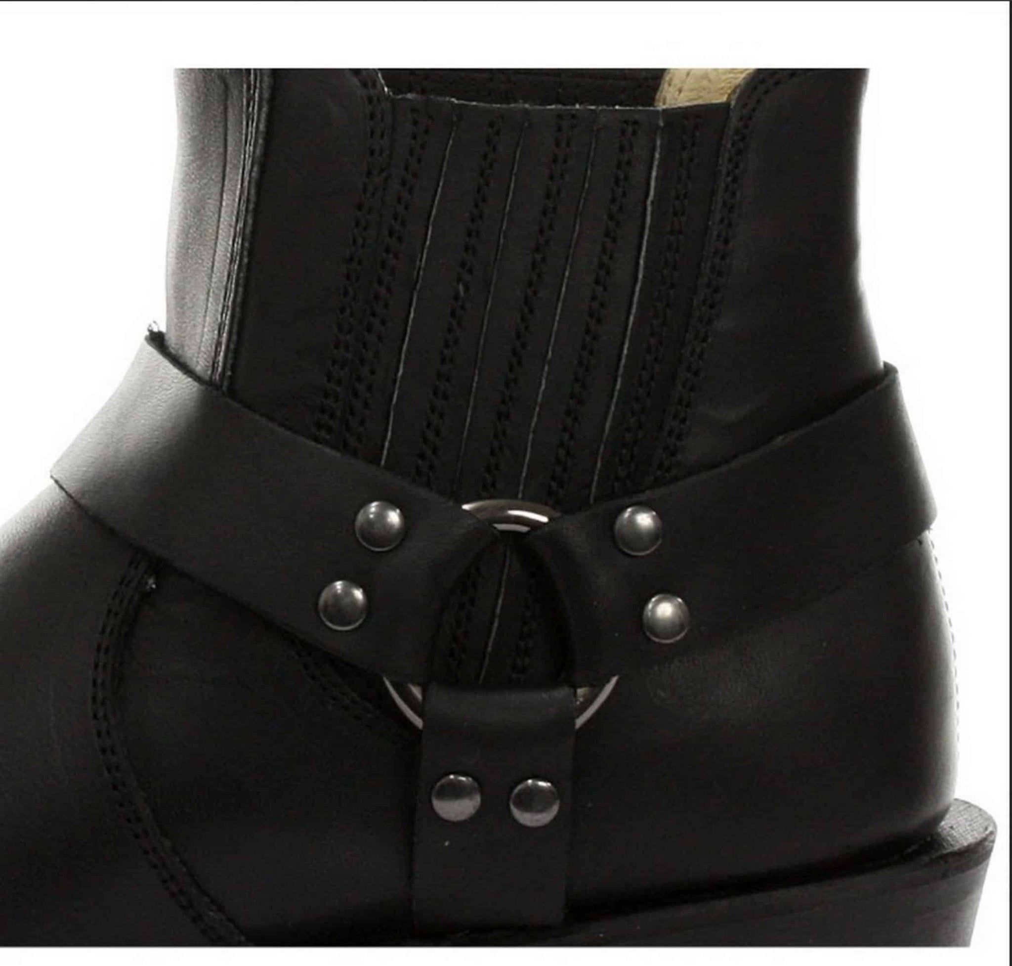 Unisex äkta läder biker ankelstövlar rock punk grinders spänne cowboy ridning