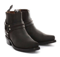 Unisex äkta läder biker ankelstövlar rock punk grinders spänne cowboy ridning