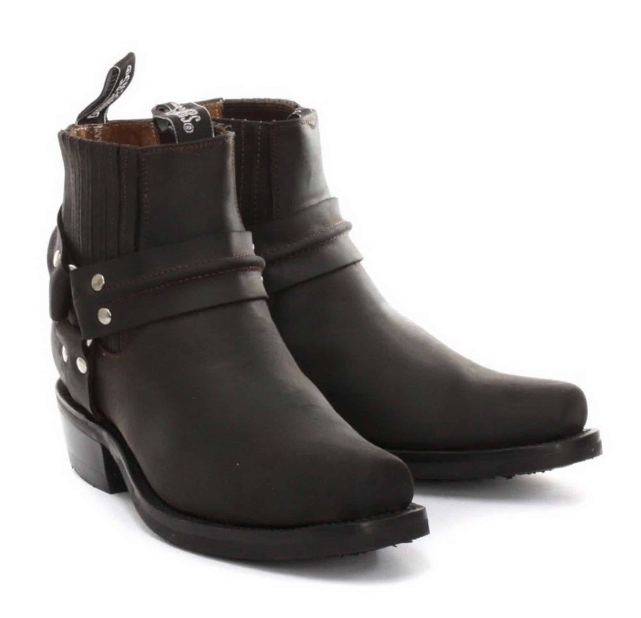 Unisex äkta läder biker ankelstövlar rock punk grinders spänne cowboy ridning