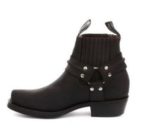 Unisex äkta läder biker ankelstövlar rock punk grinders spänne cowboy ridning