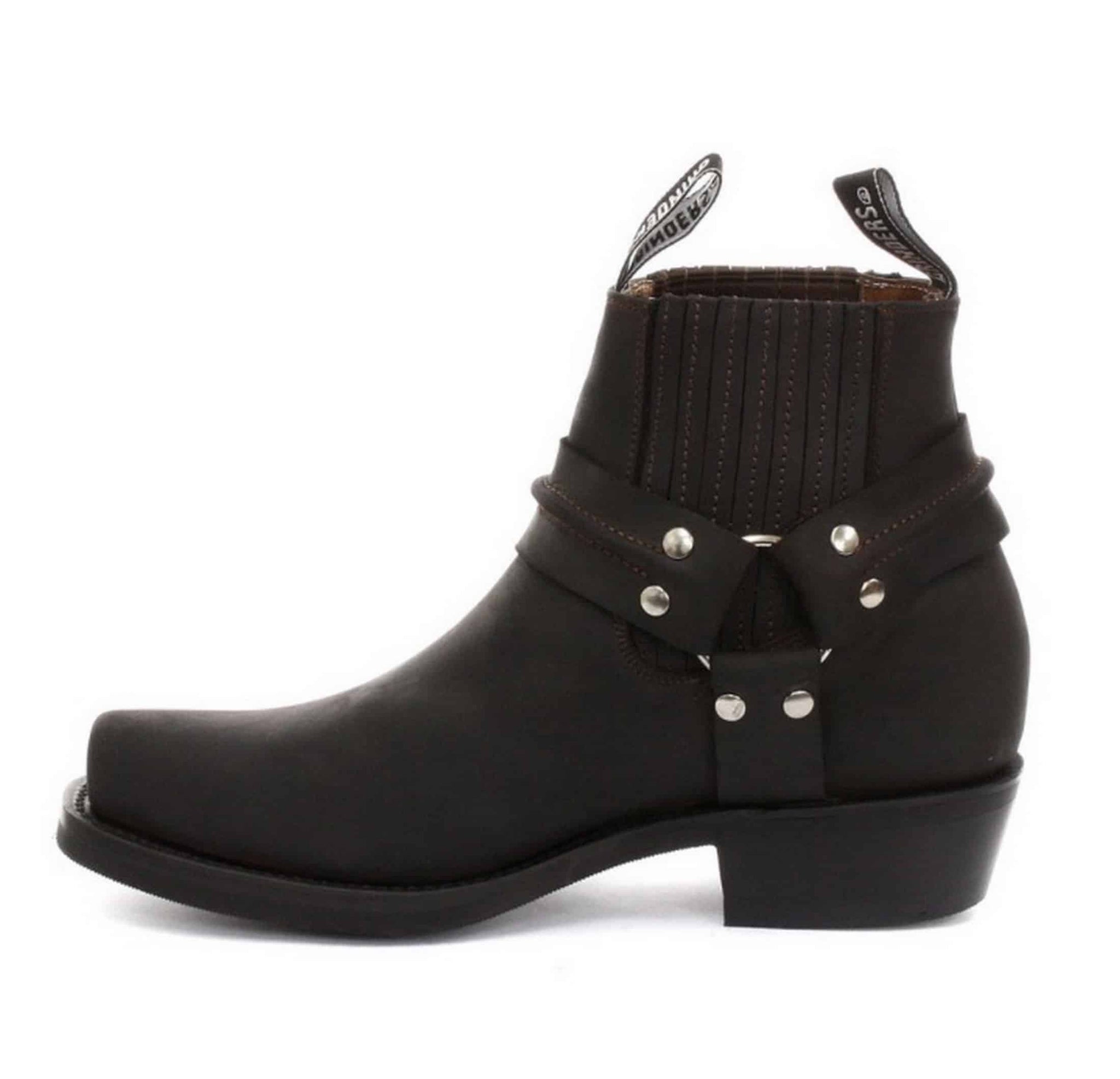 Unisex äkta läder biker ankelstövlar rock punk grinders spänne cowboy ridning