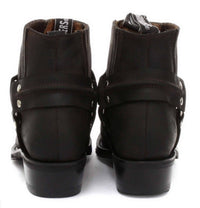 Unisex äkta läder biker ankelstövlar rock punk grinders spänne cowboy ridning