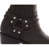 Unisex äkta läder biker ankelstövlar rock punk grinders spänne cowboy ridning