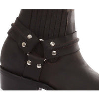 Unisex äkta läder biker ankelstövlar rock punk grinders spänne cowboy ridning