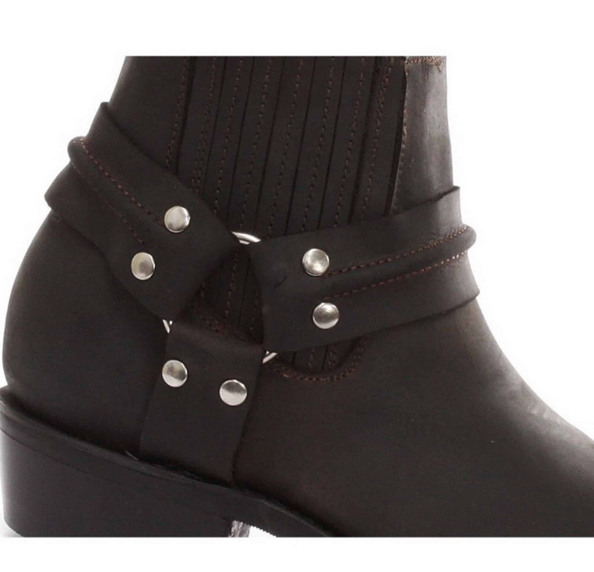 Unisex äkta läder biker ankelstövlar rock punk grinders spänne cowboy ridning