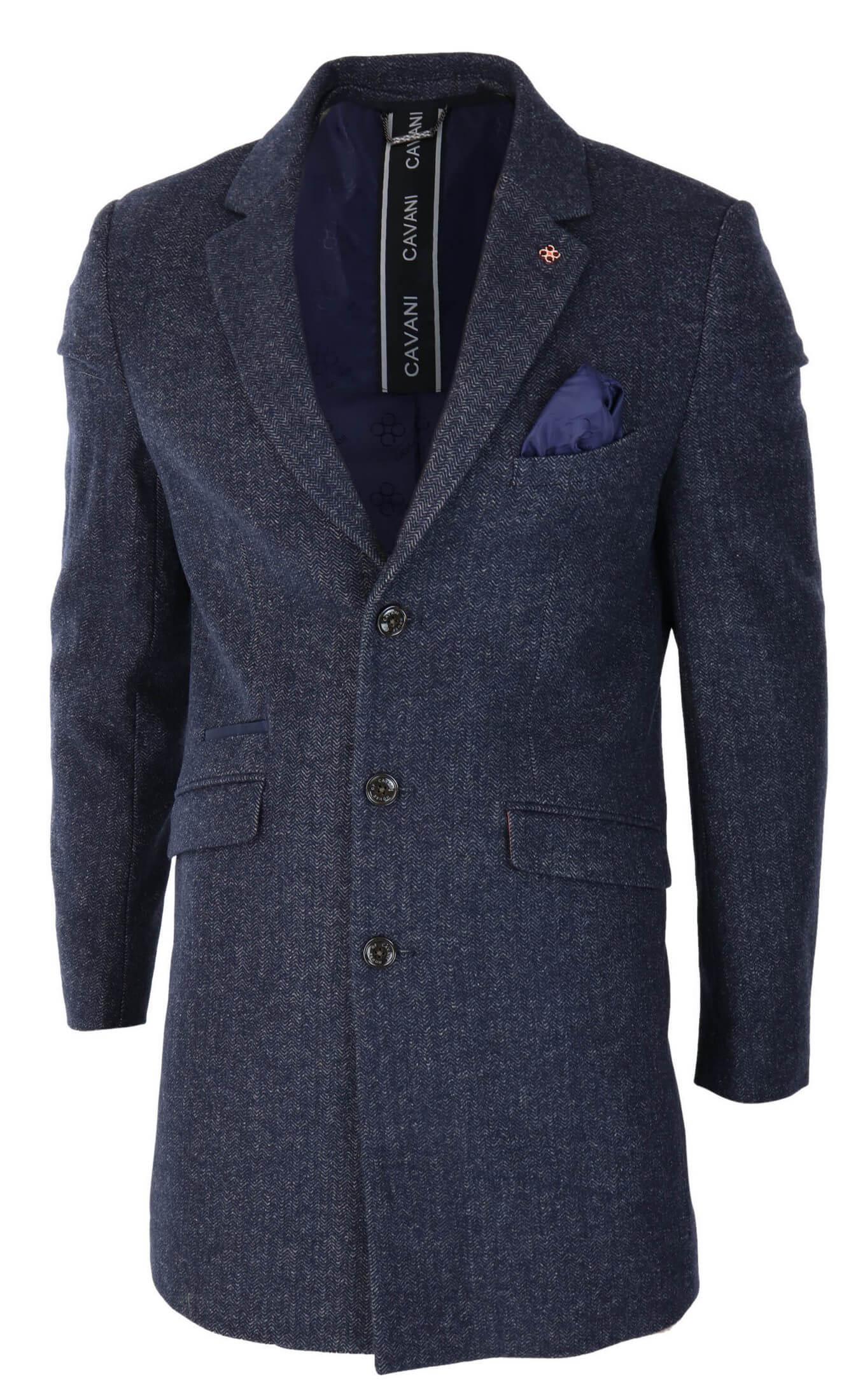 Cavani Herr Klassisk 3/4 Lång Blå Överrock