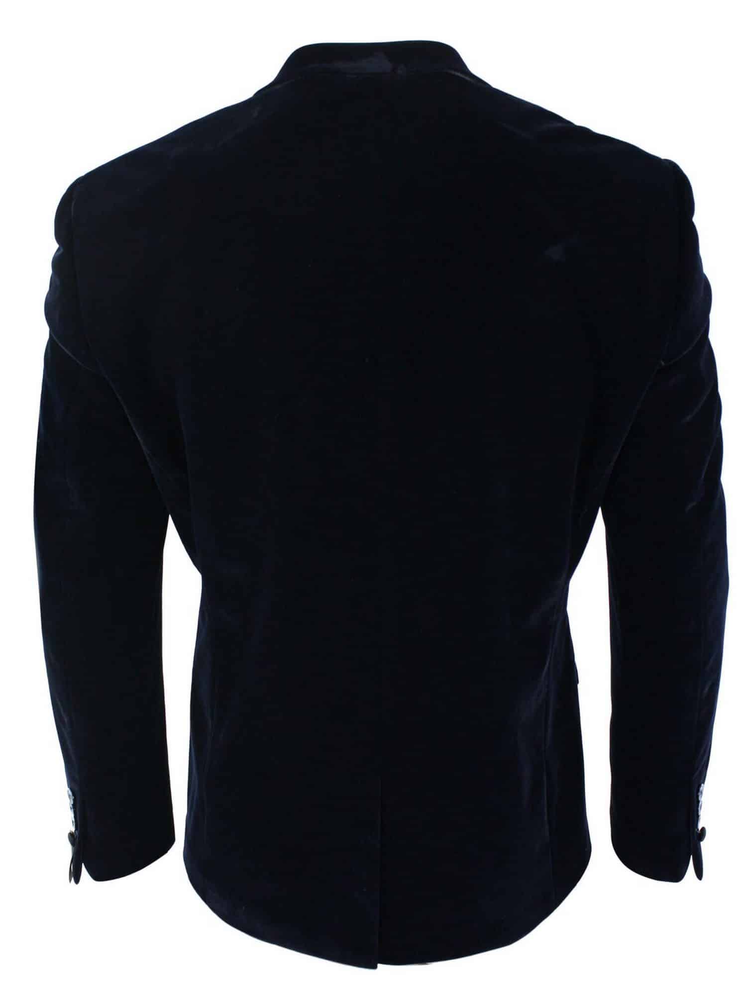 Cavani Rosa - Herr Mjuk Sammet Svart Marinblå Smokingkavaj med 1 Knapp Elegant Casual Passform - Marinblå