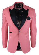 Herr Sammetskavaj Smokingkavaj Svart Satinslag Pastellrosa