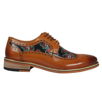 Ross - Herr Bruna Brogues Läderskor med Blommigt Dödskallemönster