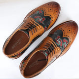 Ross - Herr Bruna Brogues Läderskor med Blommigt Dödskallemönster