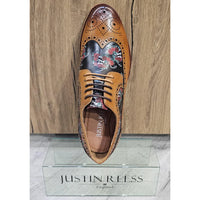 Ross - Herr Bruna Brogues Läderskor med Blommigt Dödskallemönster