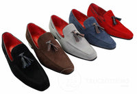 Herrloafers i mocka med tofsdesign i läder, smart casual
