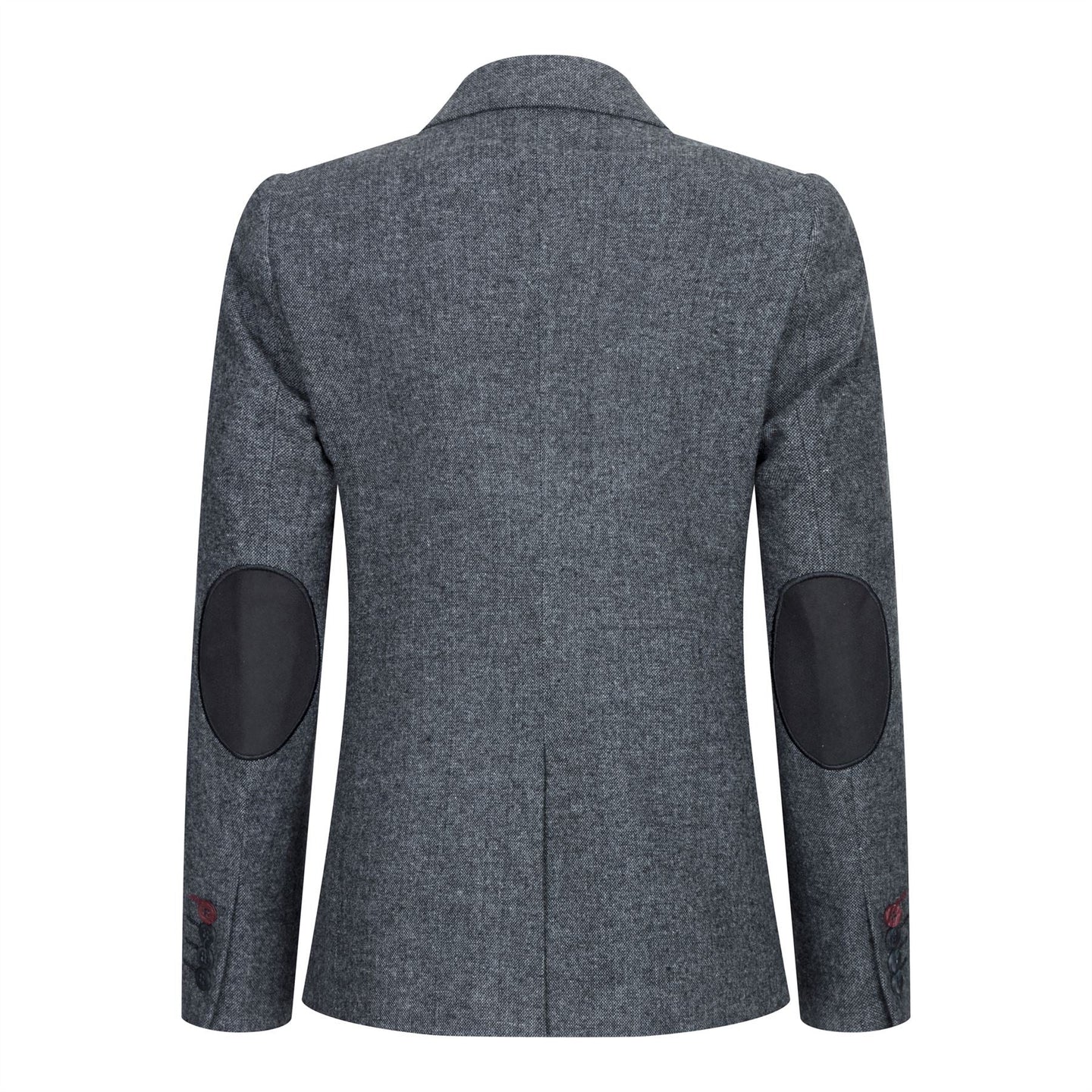Damkavaj med ull, tweed, armbågslapp, 1920-tals vintage, klassisk grå