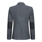 Damkavaj med ull, tweed, armbågslapp, 1920-tals vintage, klassisk grå
