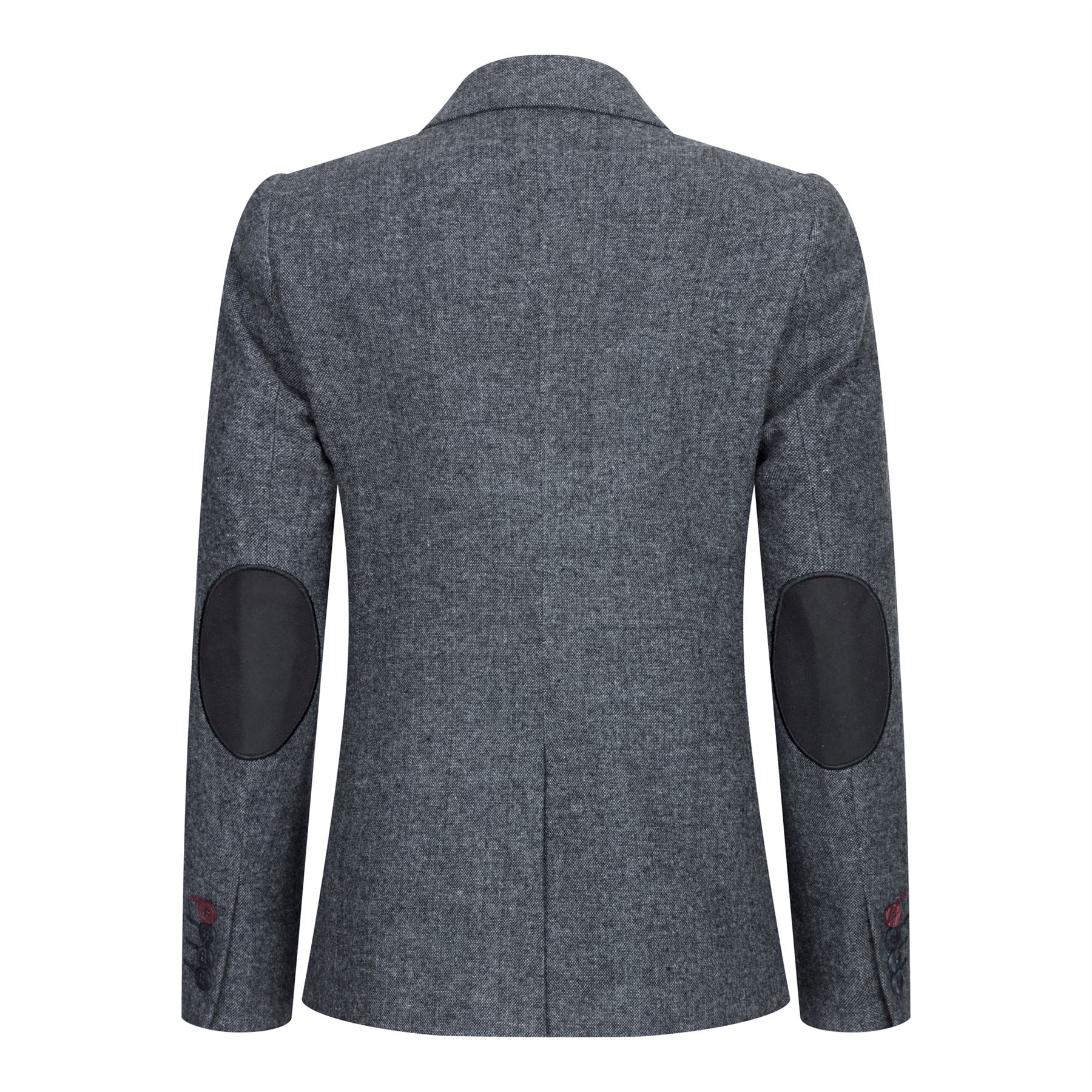 Damkavaj med ull, tweed, armbågslapp, 1920-tals vintage, klassisk grå