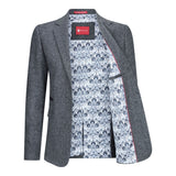 Damkavaj med ull, tweed, armbågslapp, 1920-tals vintage, klassisk grå
