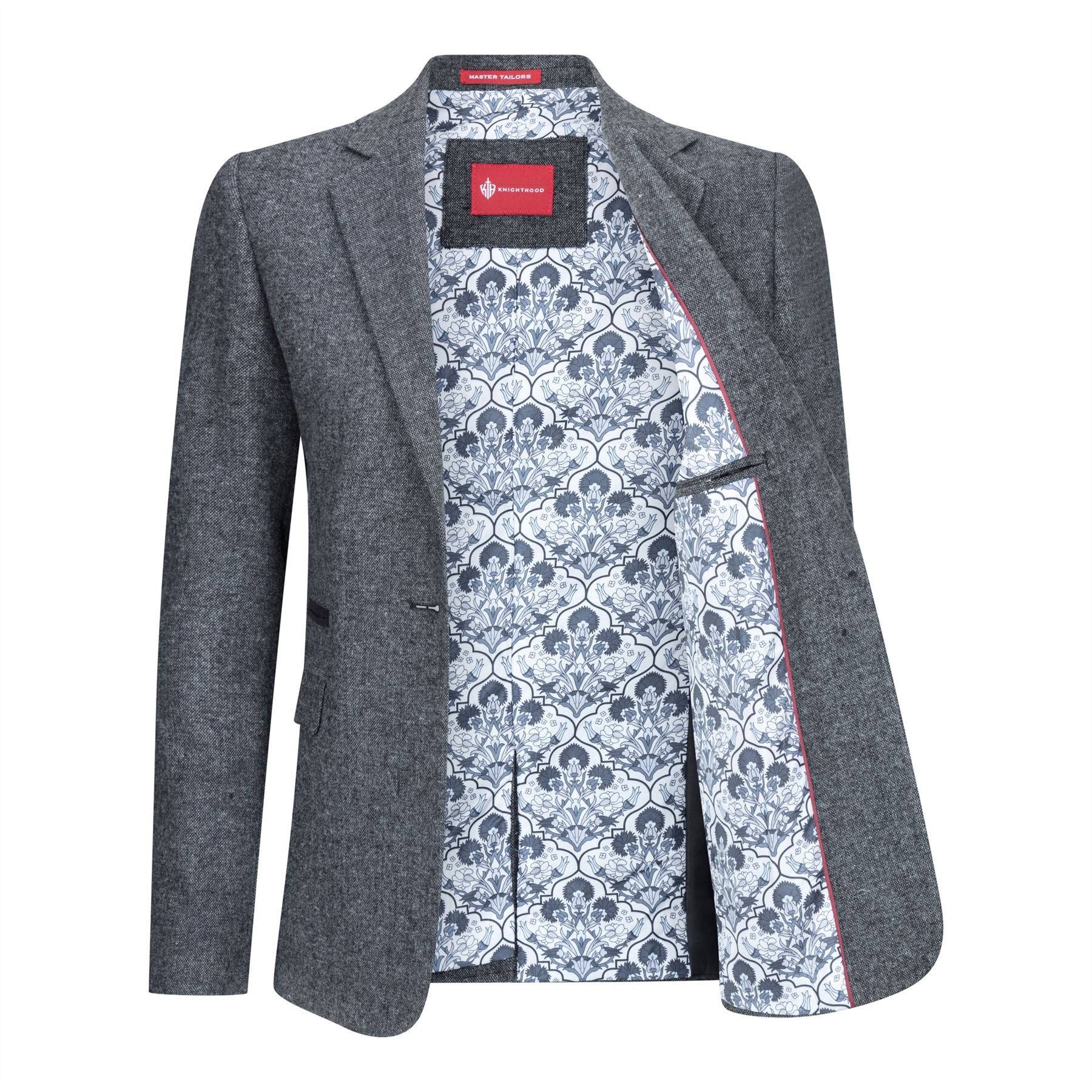 Damkavaj med ull, tweed, armbågslapp, 1920-tals vintage, klassisk grå