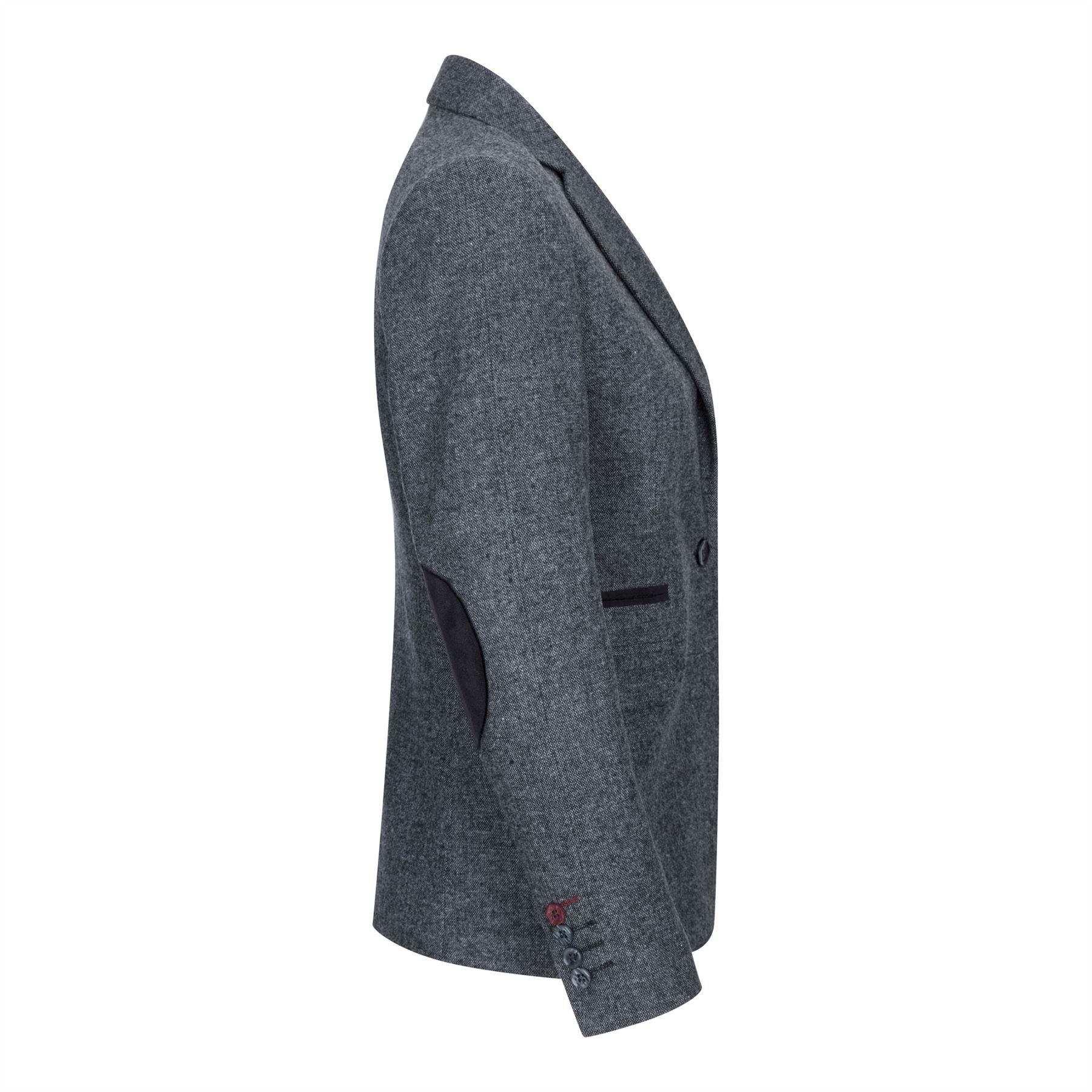 Damkavaj med ull, tweed, armbågslapp, 1920-tals vintage, klassisk grå
