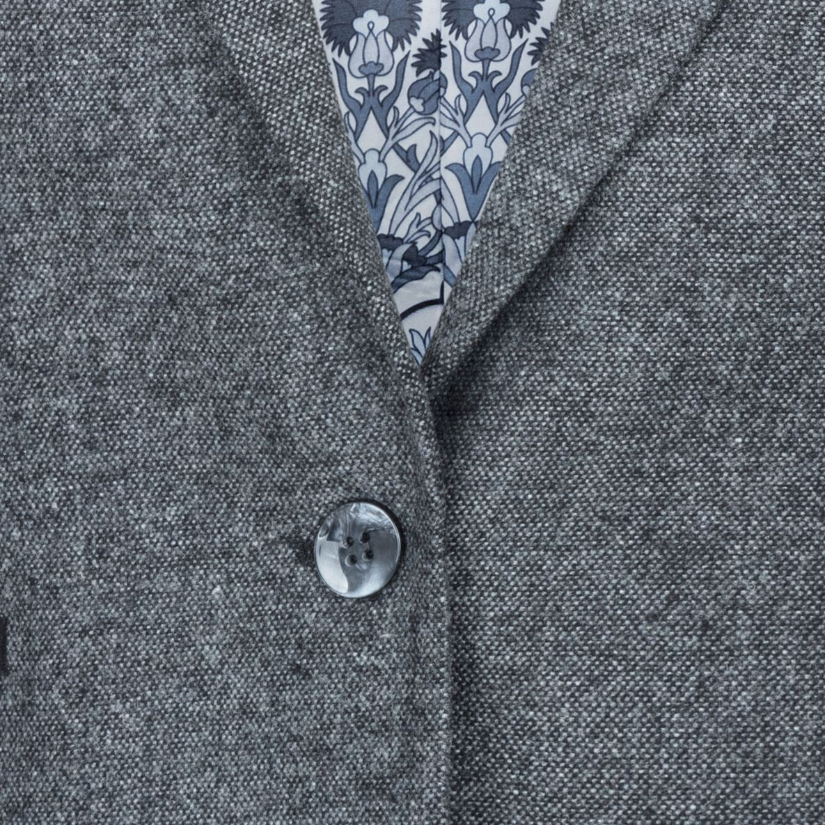 Damväst Kostym Ull Tweed Armbågslapp 1920-tals Vintage Klassisk Grå