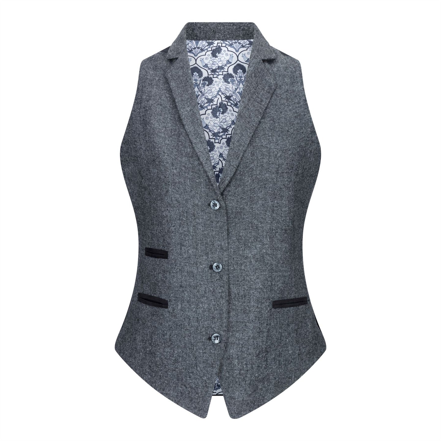 Damväst Kostym Ull Tweed Armbågslapp 1920-tals Vintage Klassisk Grå
