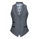 Damväst Kostym Ull Tweed Armbågslapp 1920-tals Vintage Klassisk Grå