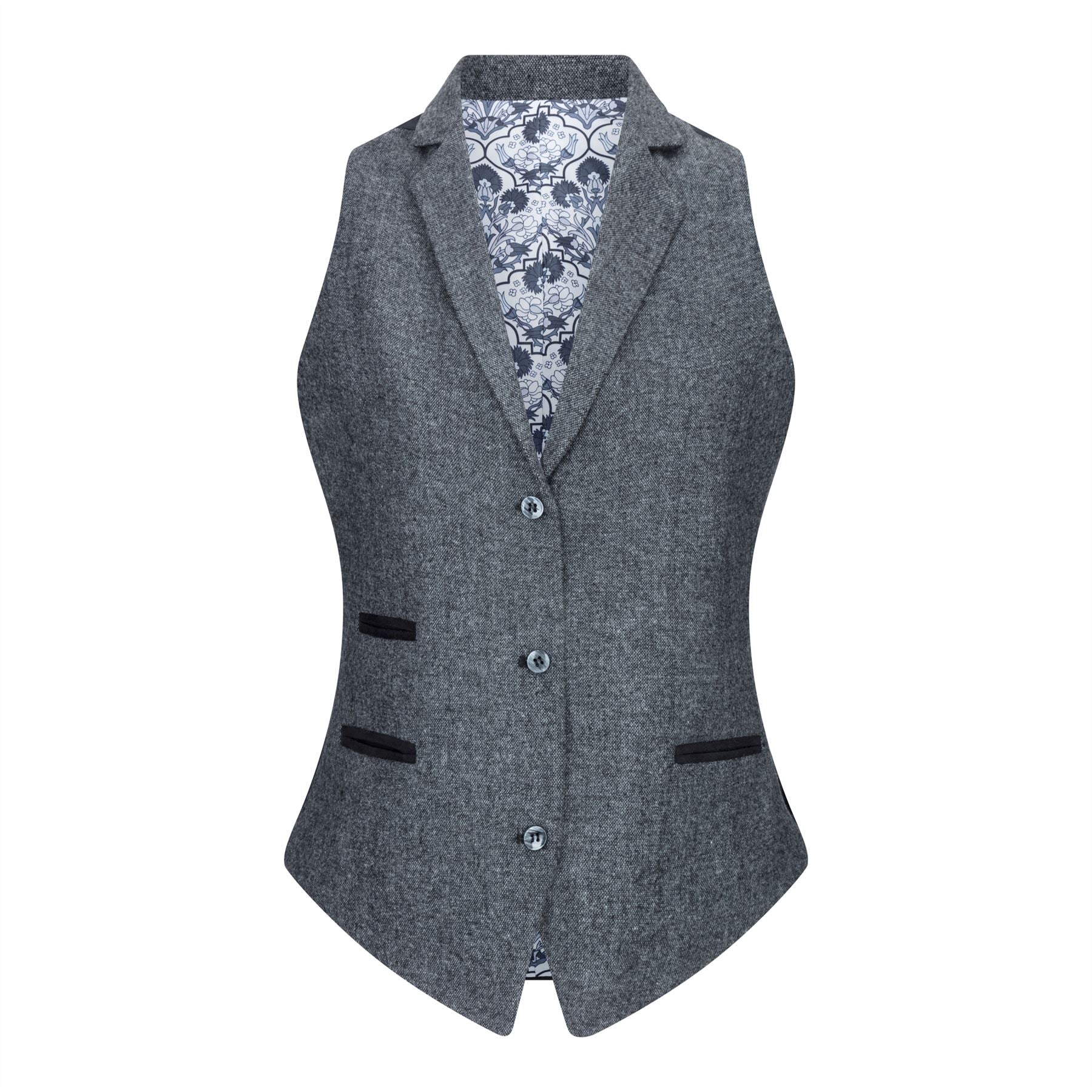 Damväst Kostym Ull Tweed Armbågslapp 1920-tals Vintage Klassisk Grå