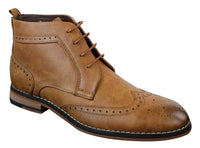 Herr Slip On & Snörning Bruna Militär Brouge Stövlar Smart Casual Läderfodrade