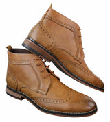 Herr Slip On & Snörning Bruna Militär Brouge Stövlar Smart Casual Läderfodrade