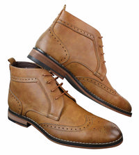 Herr Slip On & Snörning Bruna Militär Brouge Stövlar Smart Casual Läderfodrade