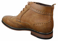 Herr Slip On & Snörning Bruna Militär Brouge Stövlar Smart Casual Läderfodrade